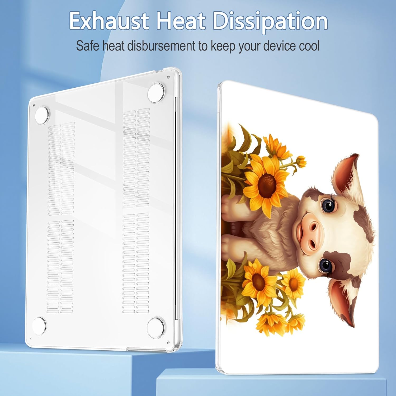 Mektron Case for 2025 MacBook Air 13-inch M4 Laptop A3240 with 13.6-inch Liquid Retina Display,Compatible with 2024 2022 M3/M2 MacBook Air 13" Hard Shell Cover,Fit Model A3113 A2681,Cute Cow - Image 8