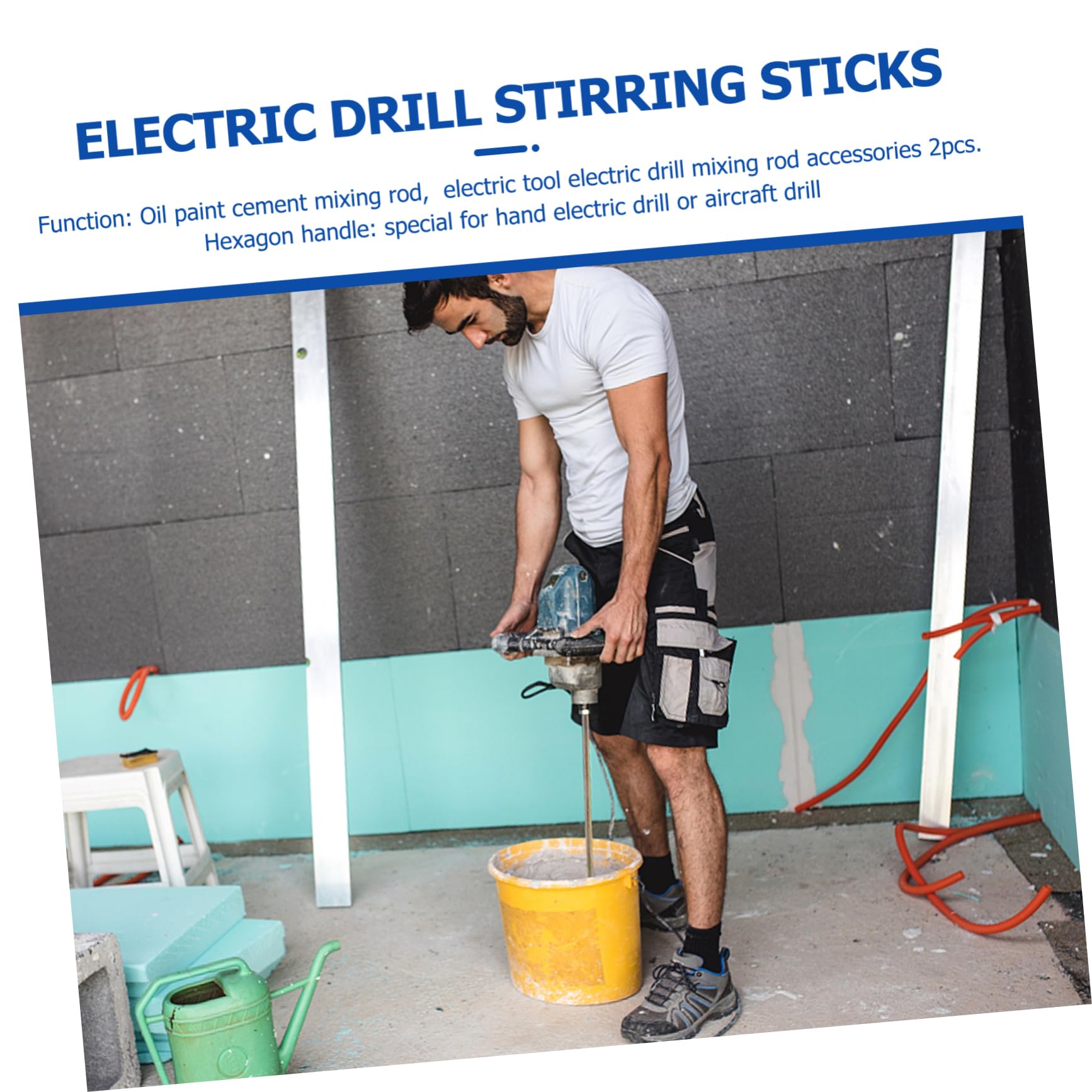 Mipcase Varilla Mezcladora Hexagonal Acero Resistente Para Taladro Eléctrico, Accesorio Para Mezclar Cemento Pintura Yeso, Uso Profesional Construcción, Aplicación Rápida