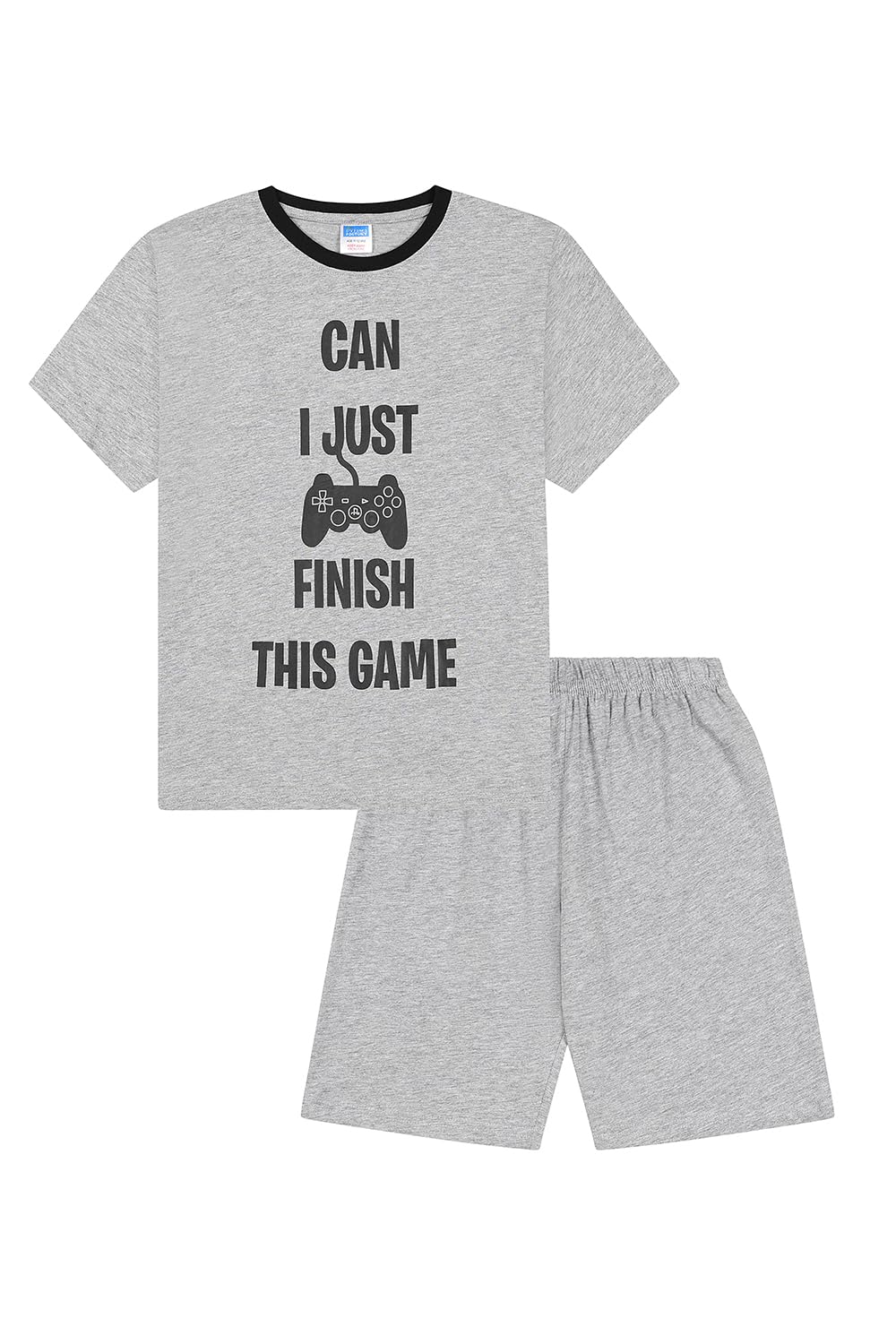 ThePyjamaFactory Can I Just Finish This Game Short Black Grey 2 Pack Boys Pigiama Set PJs For Kids