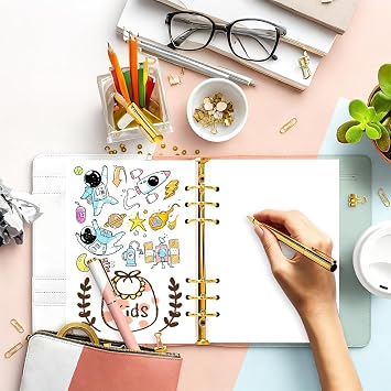 A5 Blank Paper, Refills for Filofax Planner/Binders/Organizer, 6 Hole Punched, 100 Sheets/200 Pages Filler Paper, 100gsm, White, 5.8'' x 8.2''