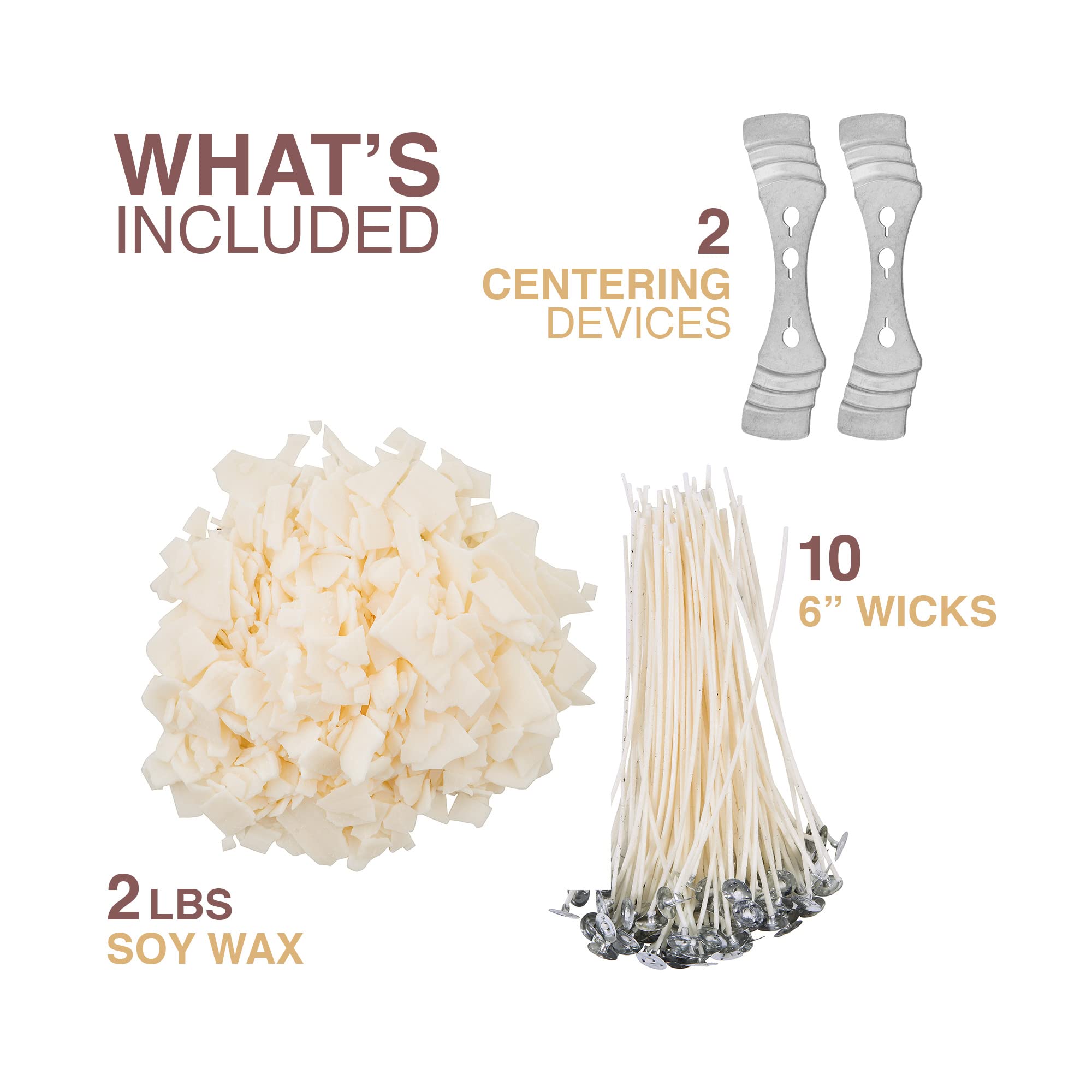 Oraganix Kit de fabrication de bougies en cire de soja naturelle et fournitures de fabrication de bougies – Cire de soja de qualité supérieure de 0,9 kg, 10 mèches de bougie pré-cirées de 15,2 cm, 2