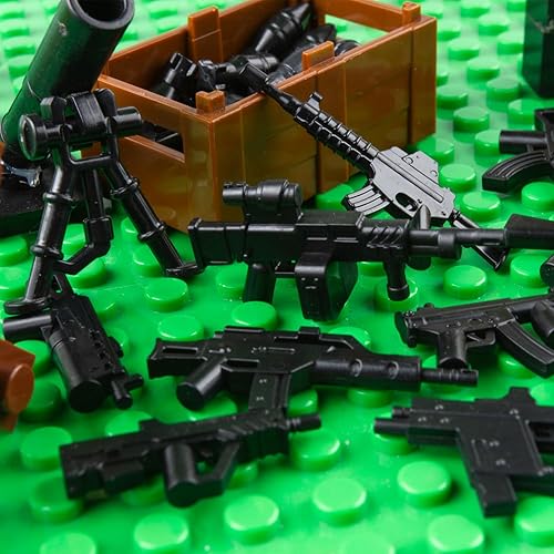 Miniatura 7 de HIMIRICH Paquete de armas, juego de juguetes militares, modelo de bloques de construcción para figuras de soldado, equipo del ejército, piezas y