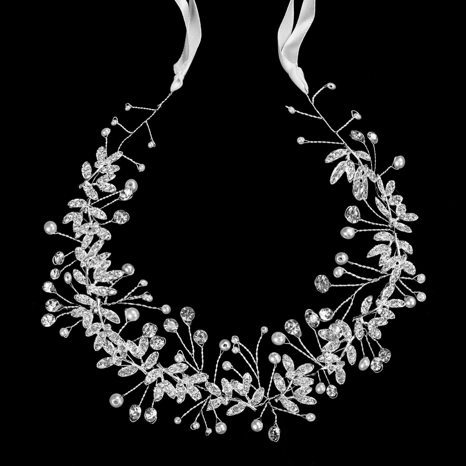 Papoopy Flower Girl Headpiece for Wedding, First Communion, Bridal, Hair Accessories (F14-Silver)