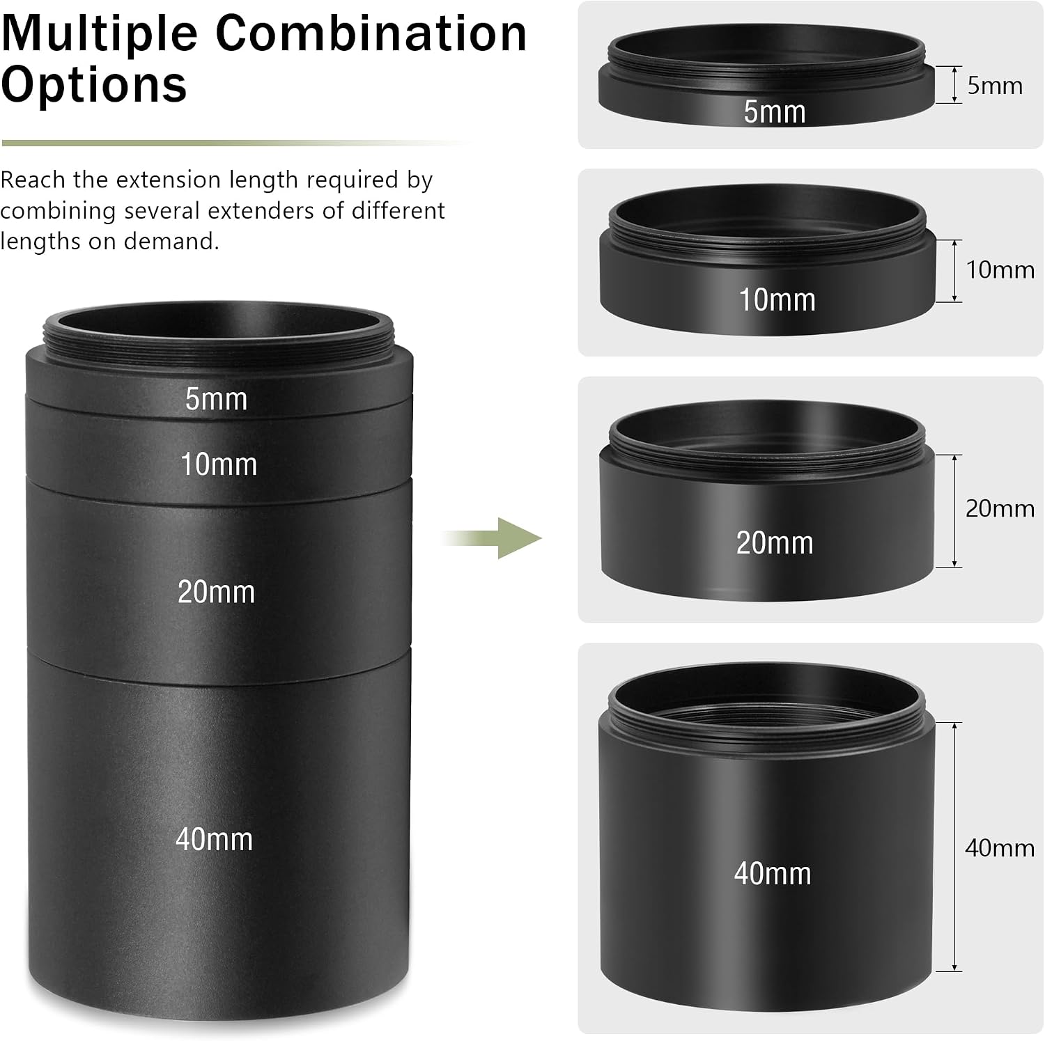 Alstar M42 Extension Tube Kit for Cameras and Eyepieces (5/10/20/40mm)