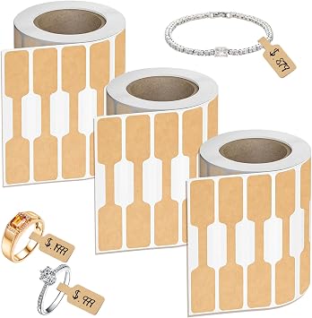 1500 PCS Jewelry Tags, Kraft Blank Jewelry Price Tags, Self-Adhesive Jewelry Price Tags Stickers Labels for Bracelet, Ring, Necklace, Earring Price Identify and Clothing Display