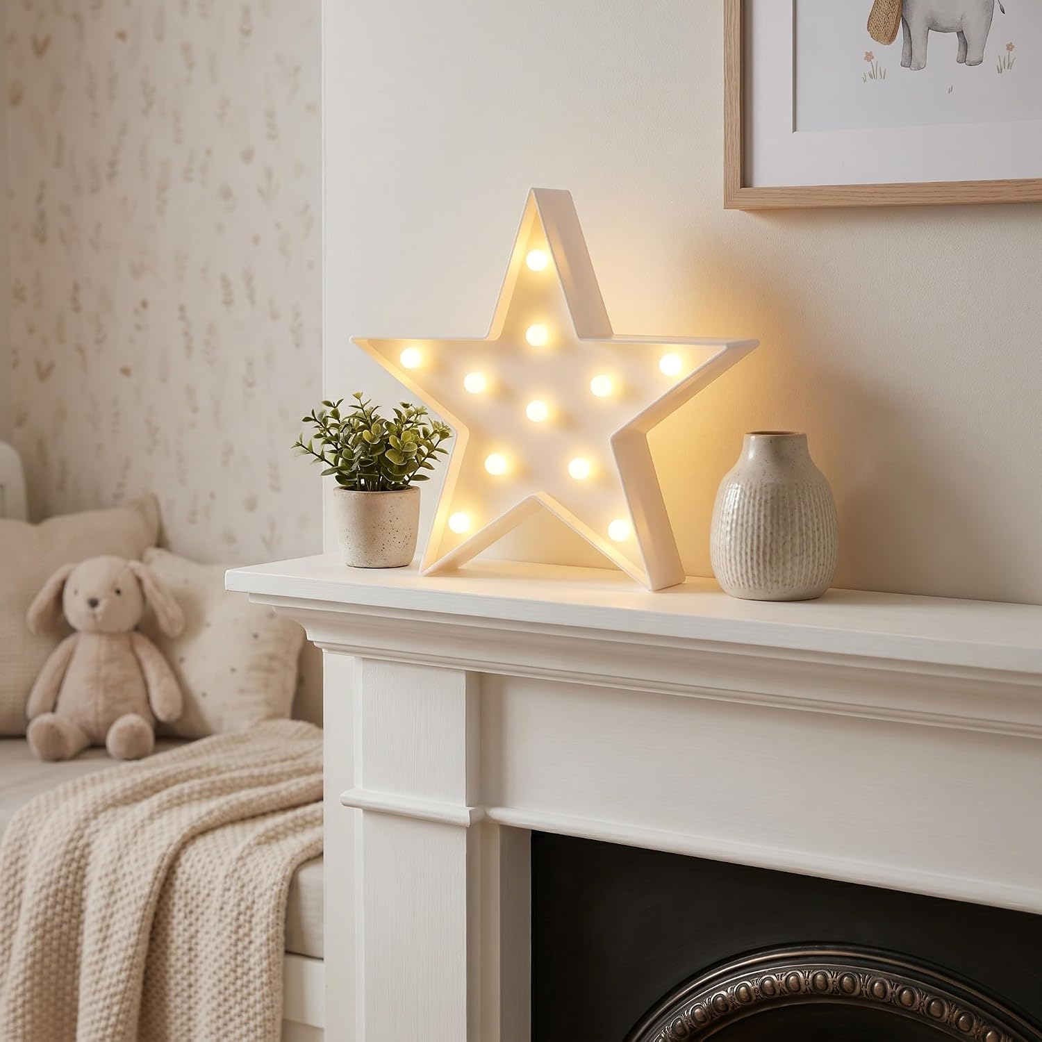 YARNOW 3pcs Light Up Star Marquee Sign - LED Battery Operated Star Lamp - Cute Night Light for Room Movie Night Holiday Party Wedding & Baby Shower Decorations