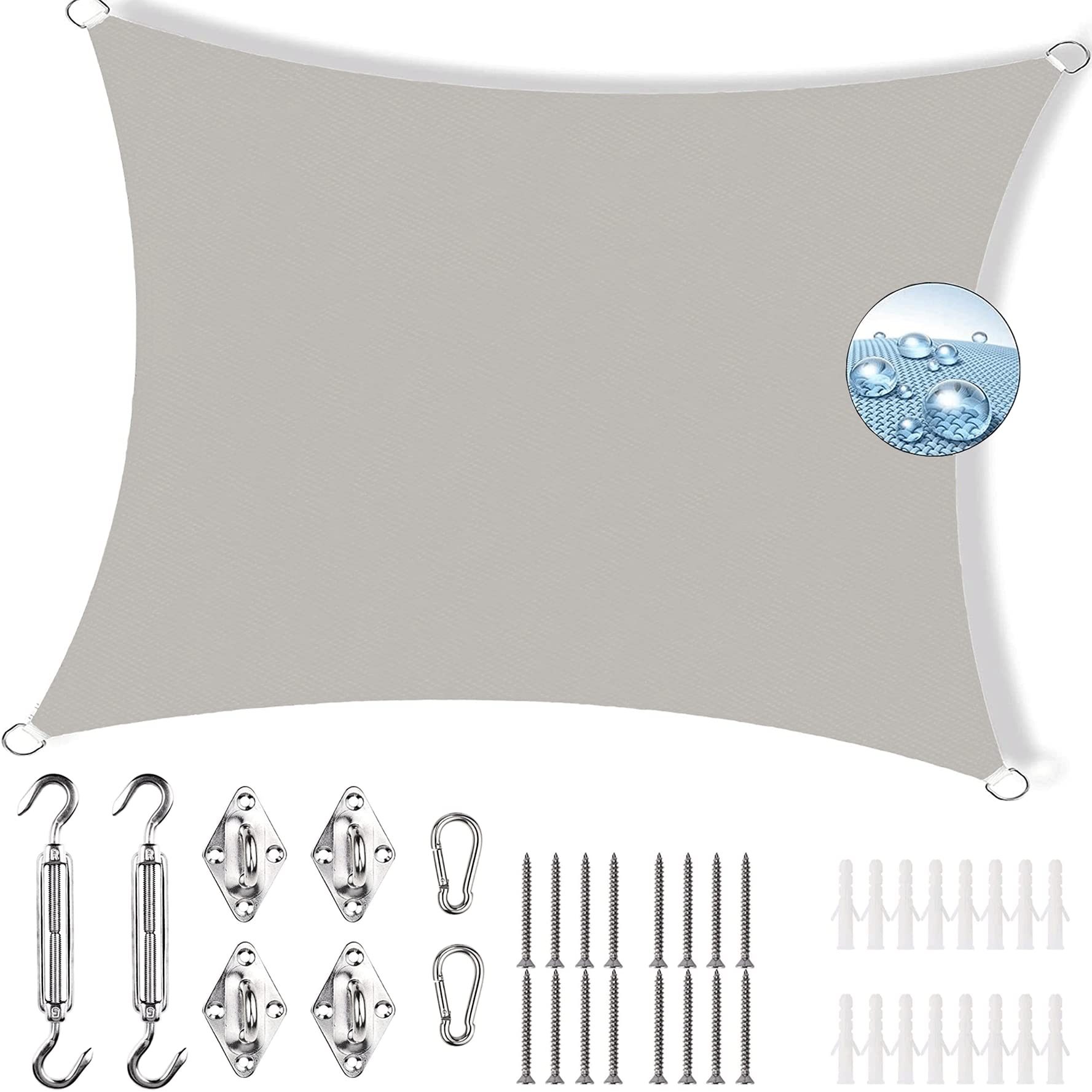 Voile d'ombrage 2 x 3,5 m gris canopy extérieur résistant avec kit fixation