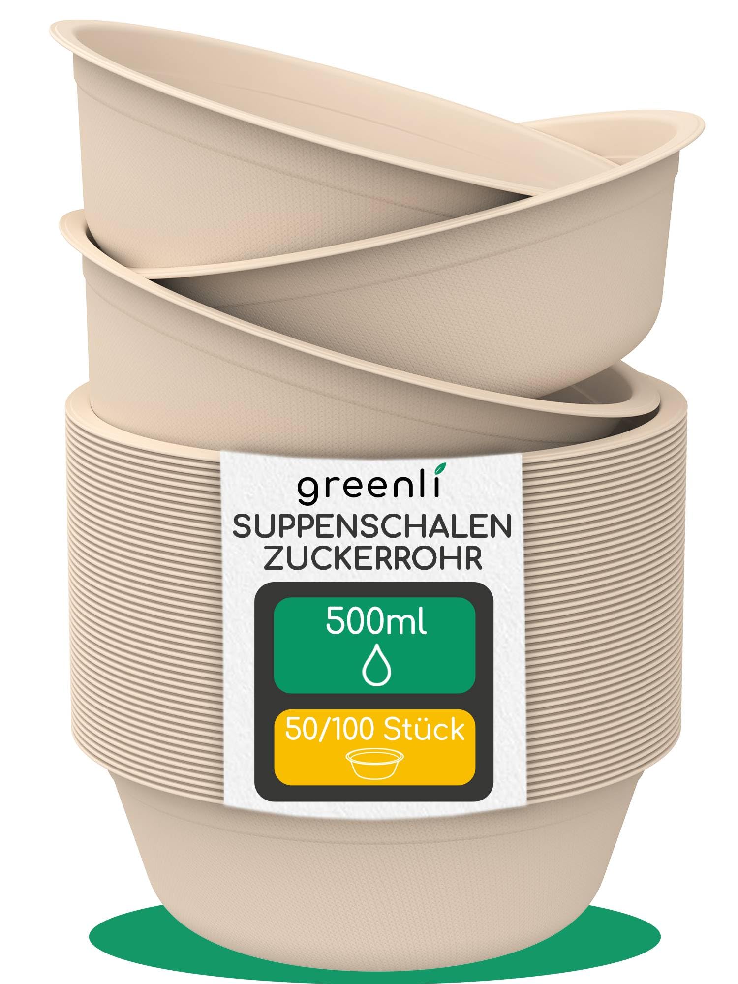 greenli® Einweg Suppenschalen Zuckerrohr