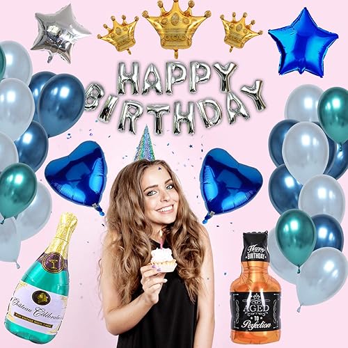 Miniatura 7 de Decoración de fiesta de cumpleaños con temática de animaciones Juego de globos de papel de aluminio de whisky y champán