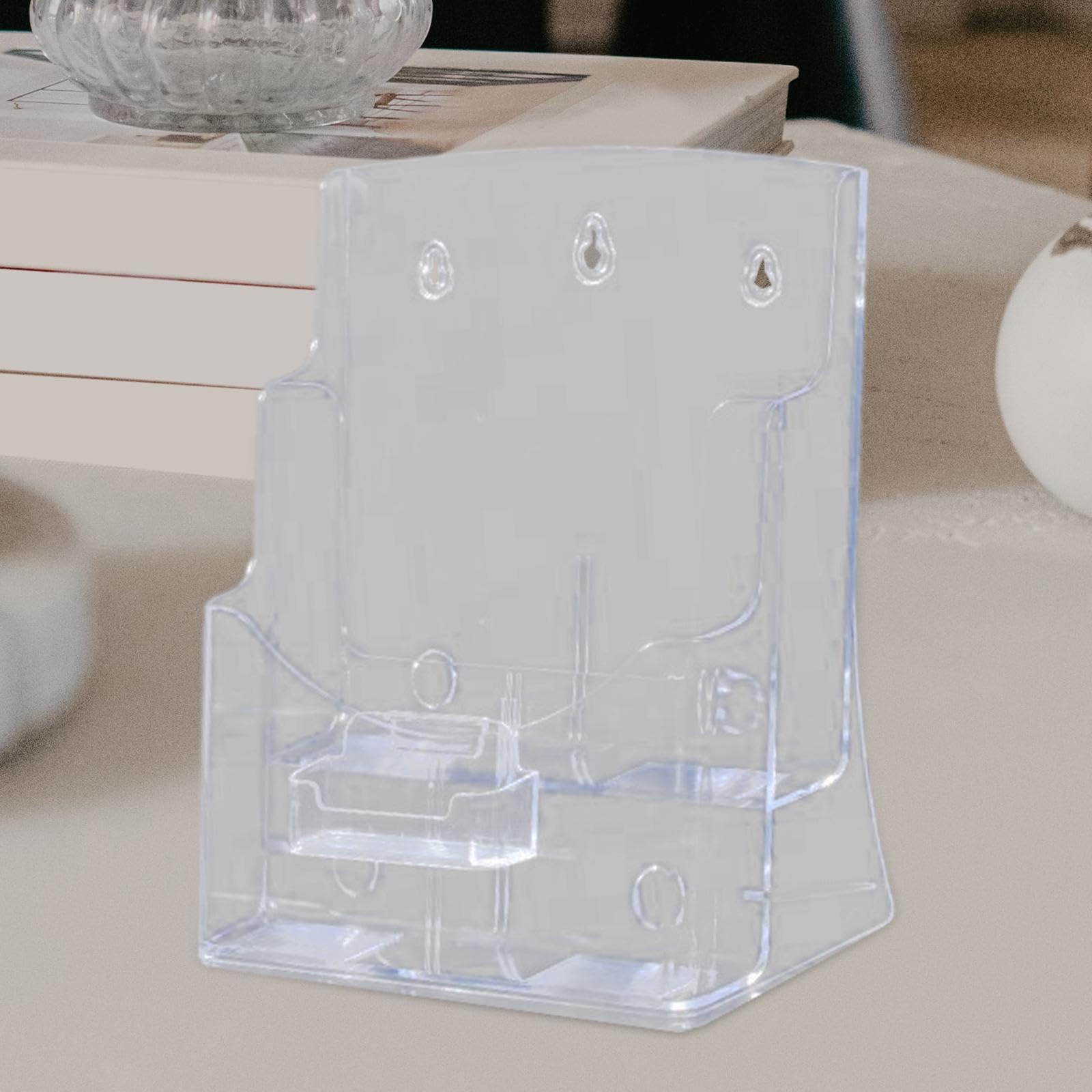 Qianly Broschürenhalter Acryl Flyerhalter Prospektständer Organizer Dokumentenständer mit Multifunktionalem Design Und Visitenkartenfach für Hotel Restaurant , A4 2 Ebenen