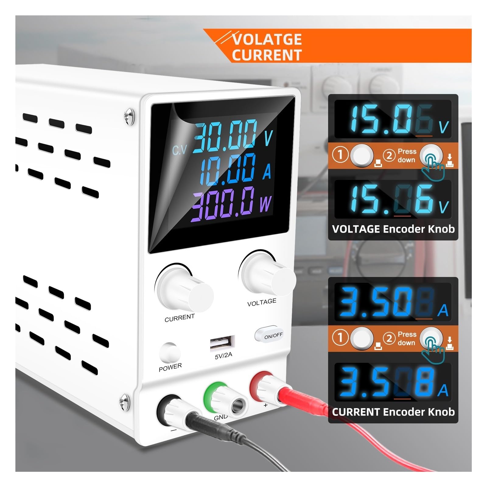 Regulowany zasilacz laboratoryjny DC 30V 10A Regulowany stabilizator napięcia 60V 5A z interfejsem szybkiego ładowania Wysoka stabilność(120V 3A 360W)
