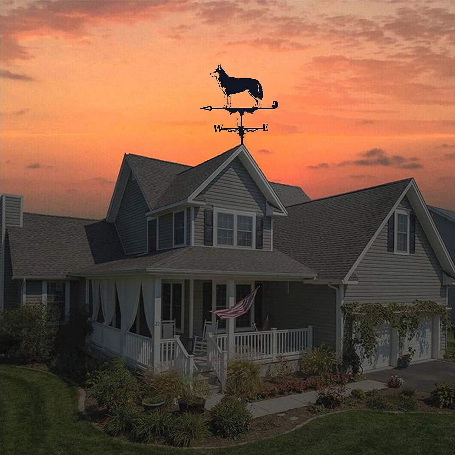 Wind Chicken Stainless Steel Wind Chicken German Shepherd Style Wind Chicken Retro Husky Labrador Retriever Farm Scene Garden Table Wind Chicken Outdoor Farm Decoration Wind Vane (D) (C)