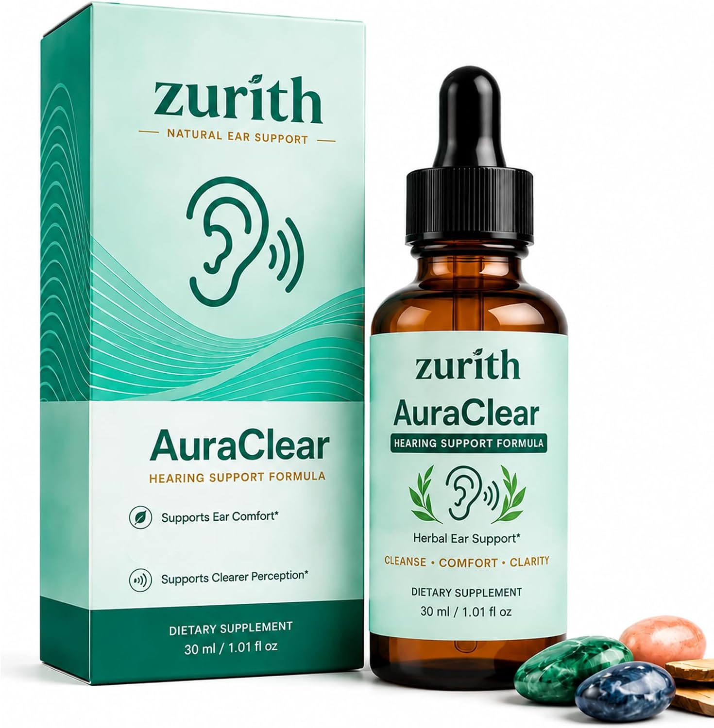 Zurith Ear Drops - Auraclear Ear Cleaning and Relief Drops, Natural Care Formula, Protecting Ear Health, Easy-to-Use, 1 fl oz / 30ml