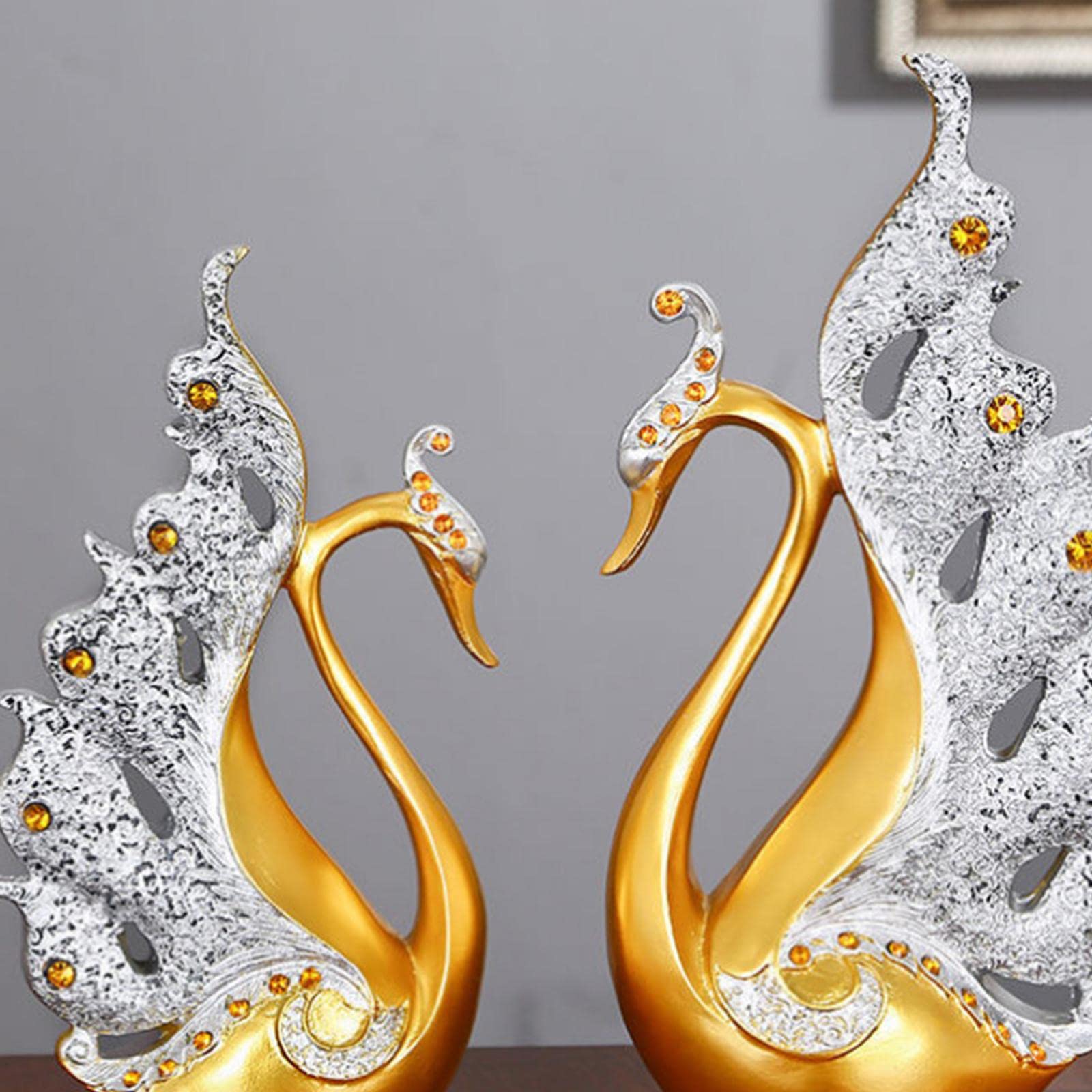 2 Decorazioni a Forma di Cigno Scultura Resina Stile Moderno Accessori Casa Regalo per Fidanzati Adatto per Tavolo TV Camera da Letto,