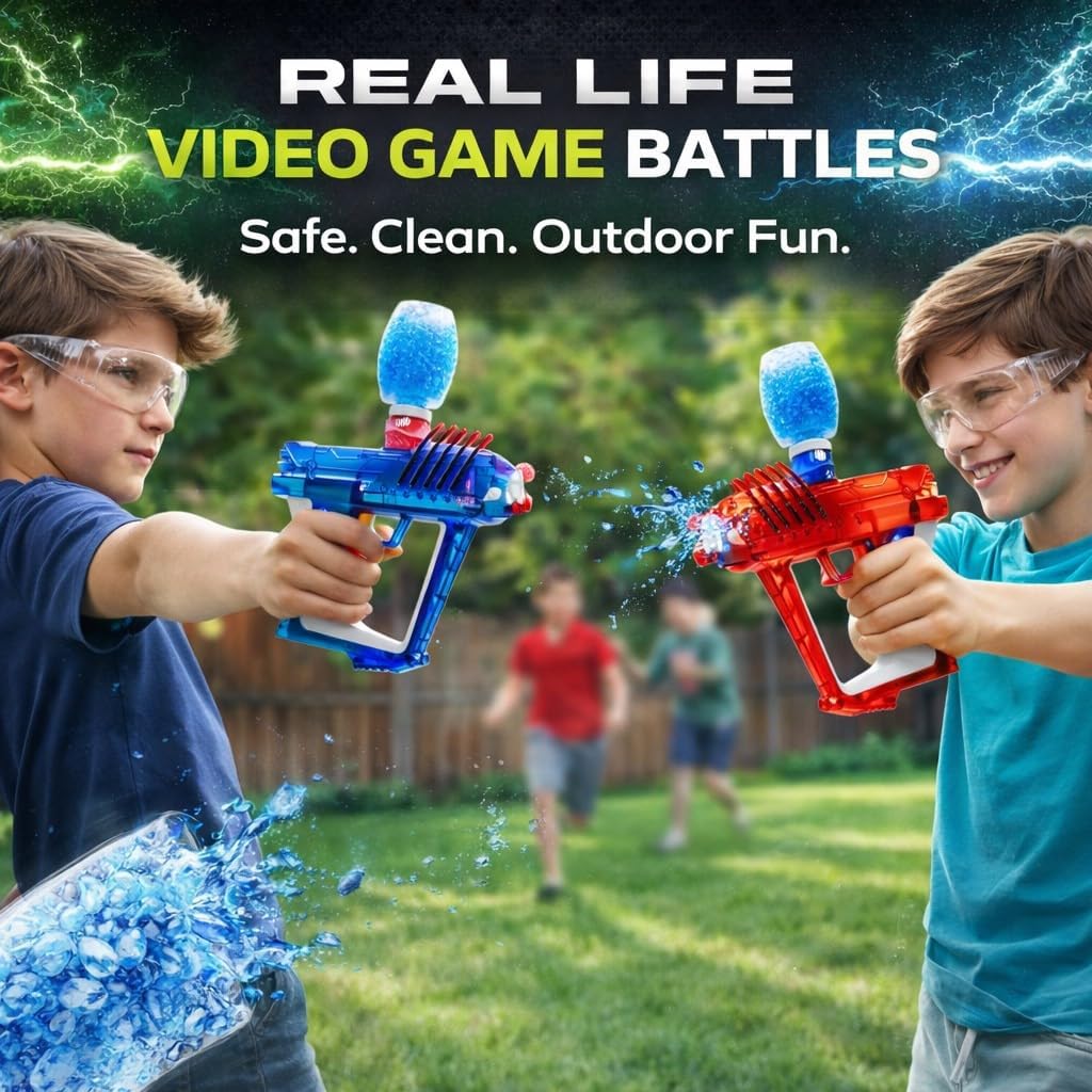 Ultimate Gel Ball Blaster Kit for Kids – 2 Electric Ball Shooters, 90,000 Gel Balls Ammo, Automatic Gellet Dispenser, Bluetooth Target, Rechargeable Outdoor Shooting Game Toy Set