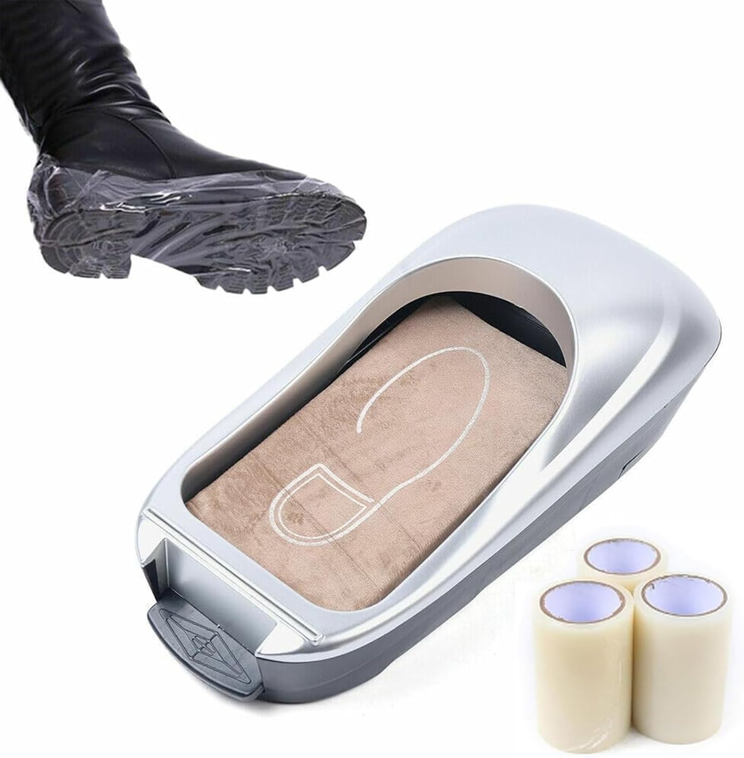 自動靴カバーディスペンサーマシン、3ロール靴フィルム付き、使い捨て靴カバーマシン、靴フィルムディスペンサー、フットカバーマシン、家庭