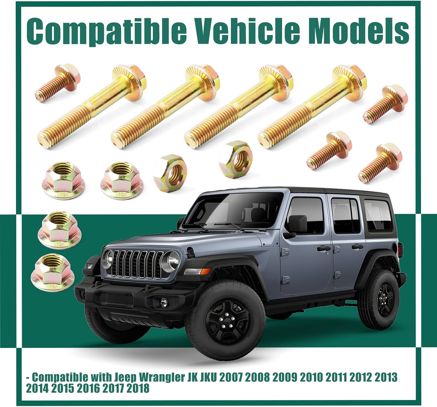 YUXIVCNE Shock Bolt Kit Compatible with Jeep Wrangler JK JKU 2007-2018