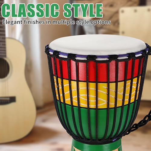 Vista 17 de lotmusic Tambor africano de Djembe, estándar 8" tambor cosido paño azul del Congo, tambor profesional del bongo con la cabeza de tambor de piel