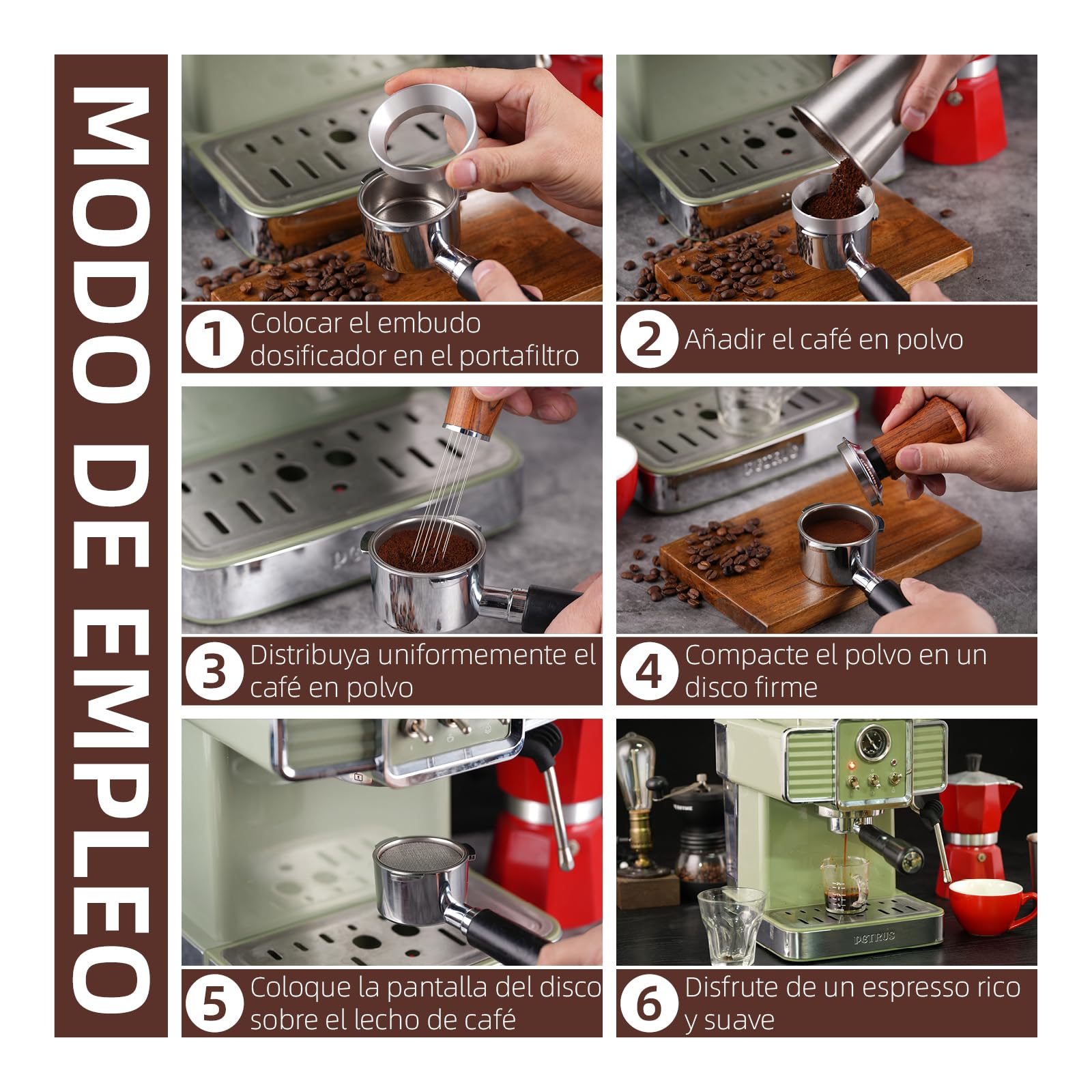 Kit BaristaTamper 58mm,Prensador de Cafe,Wdt Tool,Anillo Dosificador Cafe y Tampermatte Set,Accesorios Cafetera Barista para Portafiltro 58 mm Accesorios Cafe