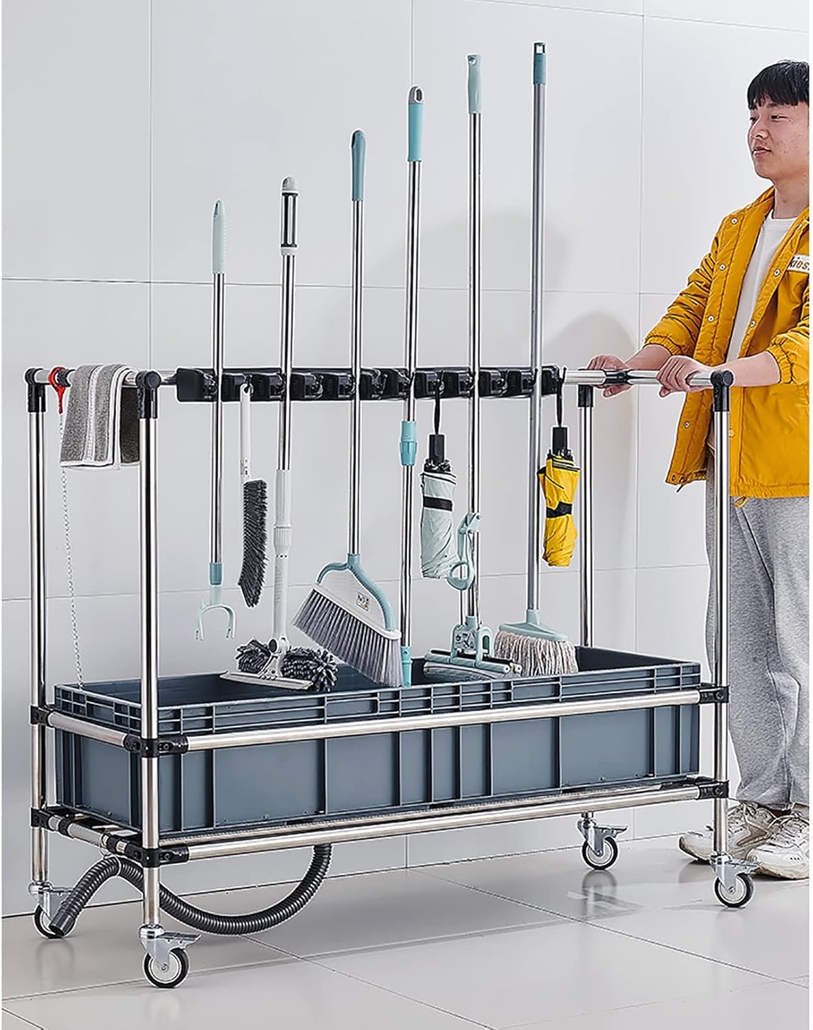 Mop Storage Racks Movable FloorMounted Mop Rack Floor