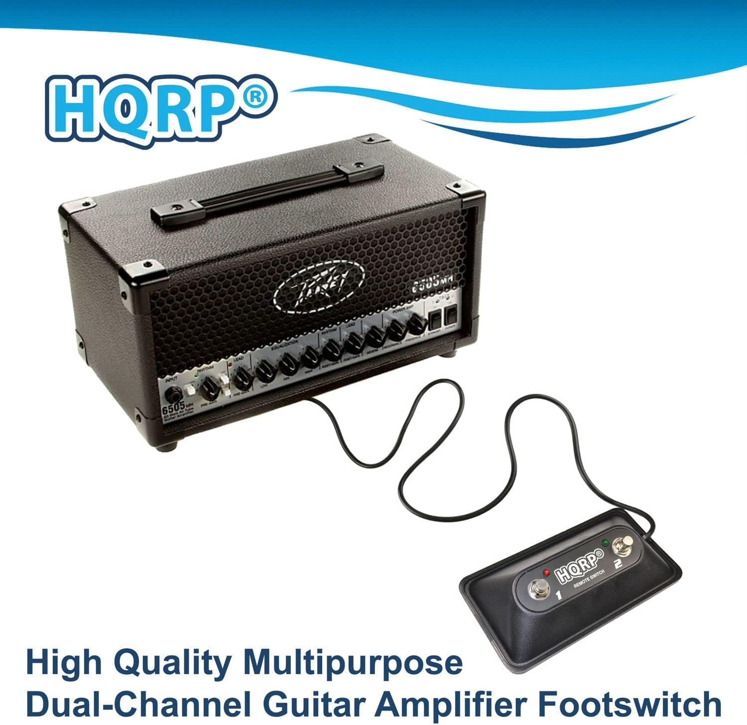 HQRP commutateur au pied à amplificateur de guitare à 2 boutons compatible avec Peavey 03022920 s'adapte Nashville, ValveKing, Windsor, 6505 Head, 6505 112 Combo amps