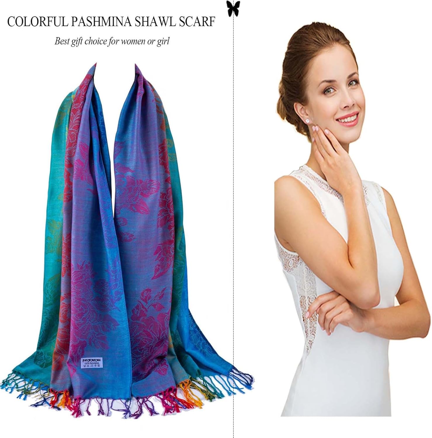 AUSEKALY Colourful Shawl Wraps for Women Scarf Pashmina Feel Causal Prayer Shawls Indian Dupatta Scarves - Image 7