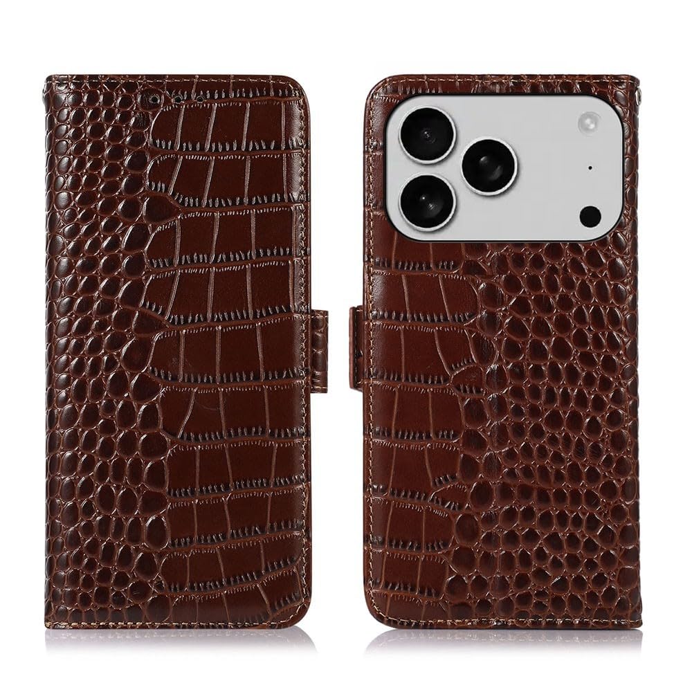 Étui portefeuille iPhone 14 marron avec fentes cartes et rabat protecteur - 8