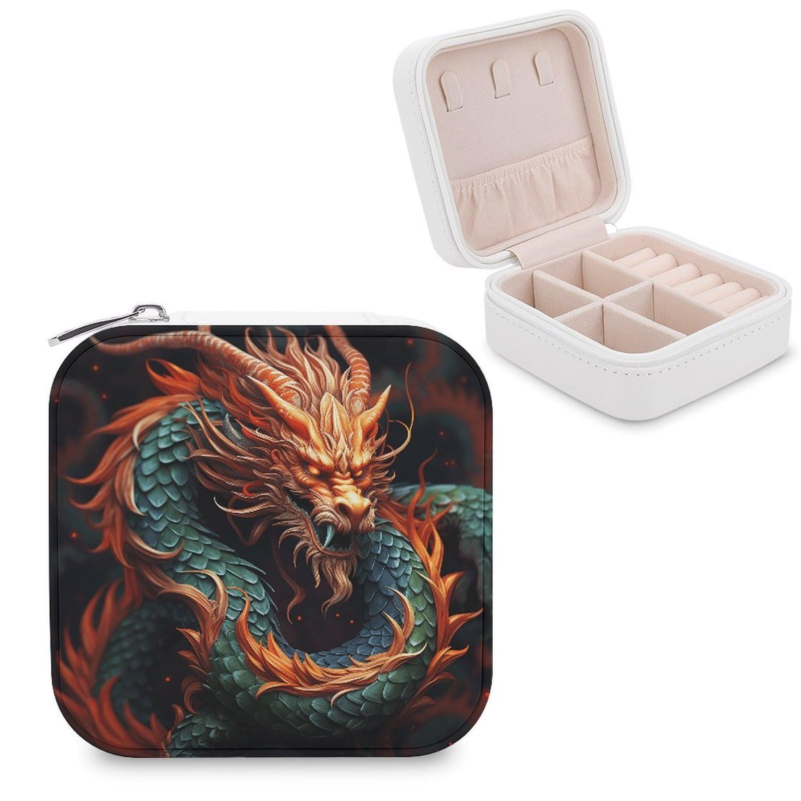 VstaDank Chinese Dragon Jewelry Box for Women Custom Travel Jewelry Case Personalized Travel Jewelry Boxes Small Portable Jewelry Organizer Box for Rings Necklaces Bracelets Earring