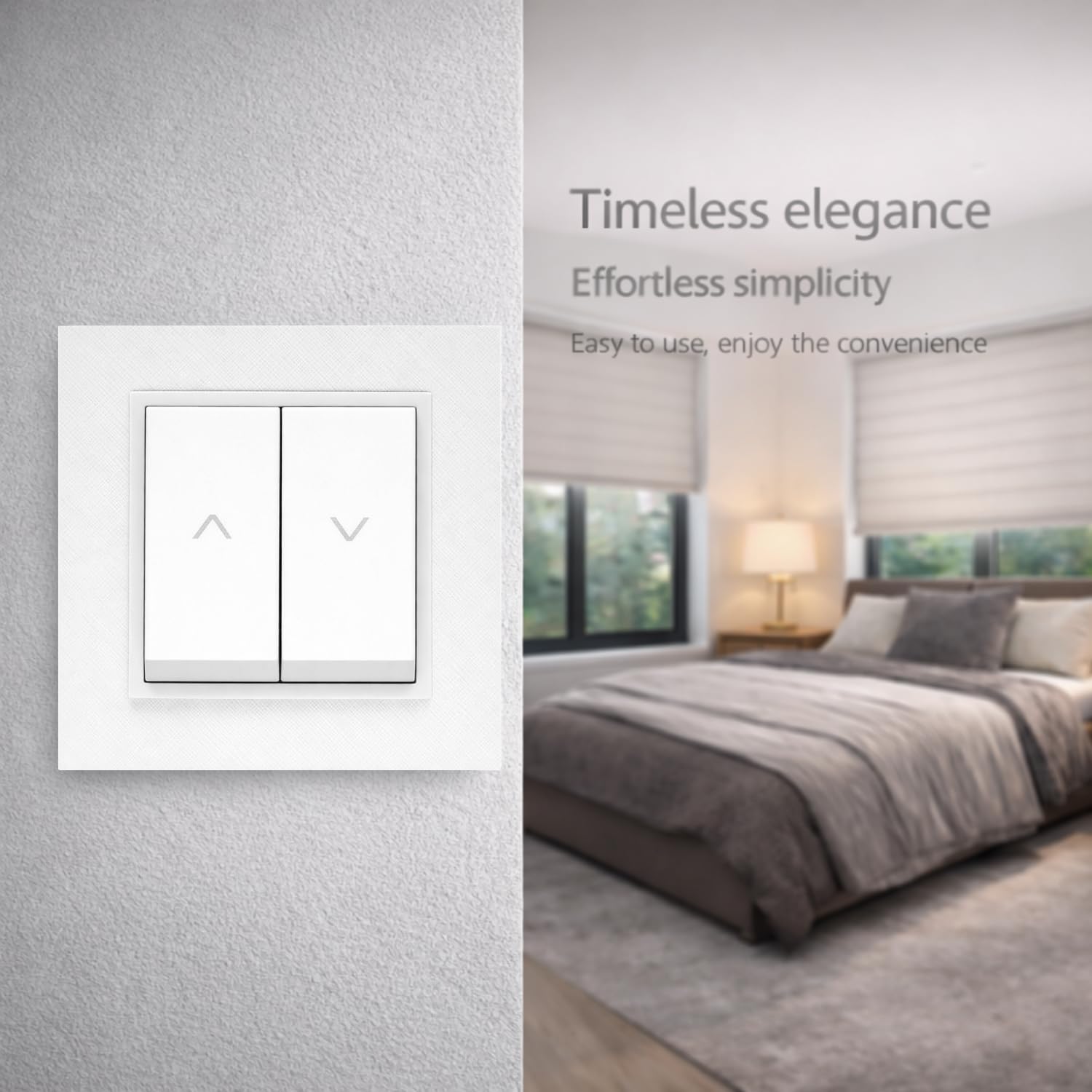 ILUMINASHOP ® Mecanismo pared Empotrable con Marco, 100-250V AC, Mecanismo Eléctrico 85x85mm, Fácil Instalación, Fácil de Limpiar (Pulsador Doble Para Persianas Automáticas, Blanco PC)