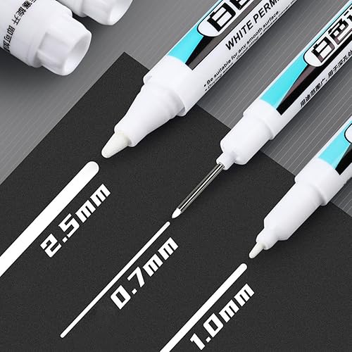 Miniatura 5 de Rotuladores a base de aceite, punta larga, secado rápido, color blanco, permanente, para vidrio de metal, 4 unidades