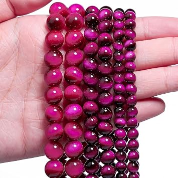 45PCS 8mm Rose Pink Tiger Eye Gemstone Beads for Jewelry Making, Round Smooth Glass Beads for DIY Bracelet Necklace Earring Keychain, Arts and Crafts, for Christmas Wedding Birthday