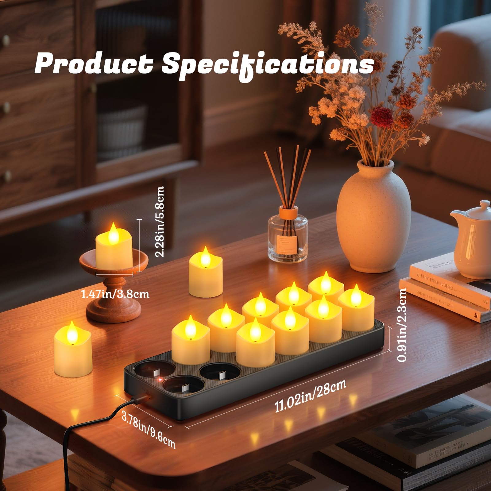 PChero 12st Warm Wit LED Vlamloze Flikkerende Theelichtjes Kaarsen Batterij Aangedreven met 6 uur Timer, Perfect voor Party Home Holiday Decor - [1.7inch Hoge Versie