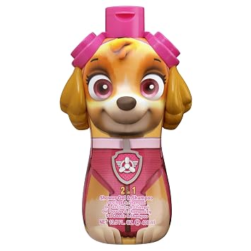 Paw Patrol Sky 2-in-1 Vegan Shower Gel & Shampoo for Kids & Adults 90% Natural Ingredients, Hydrating & Gentle Formula, Dermatologically Tested, Pleasant Scent, Fun 3D Bottle, Ages 3+, 400ml