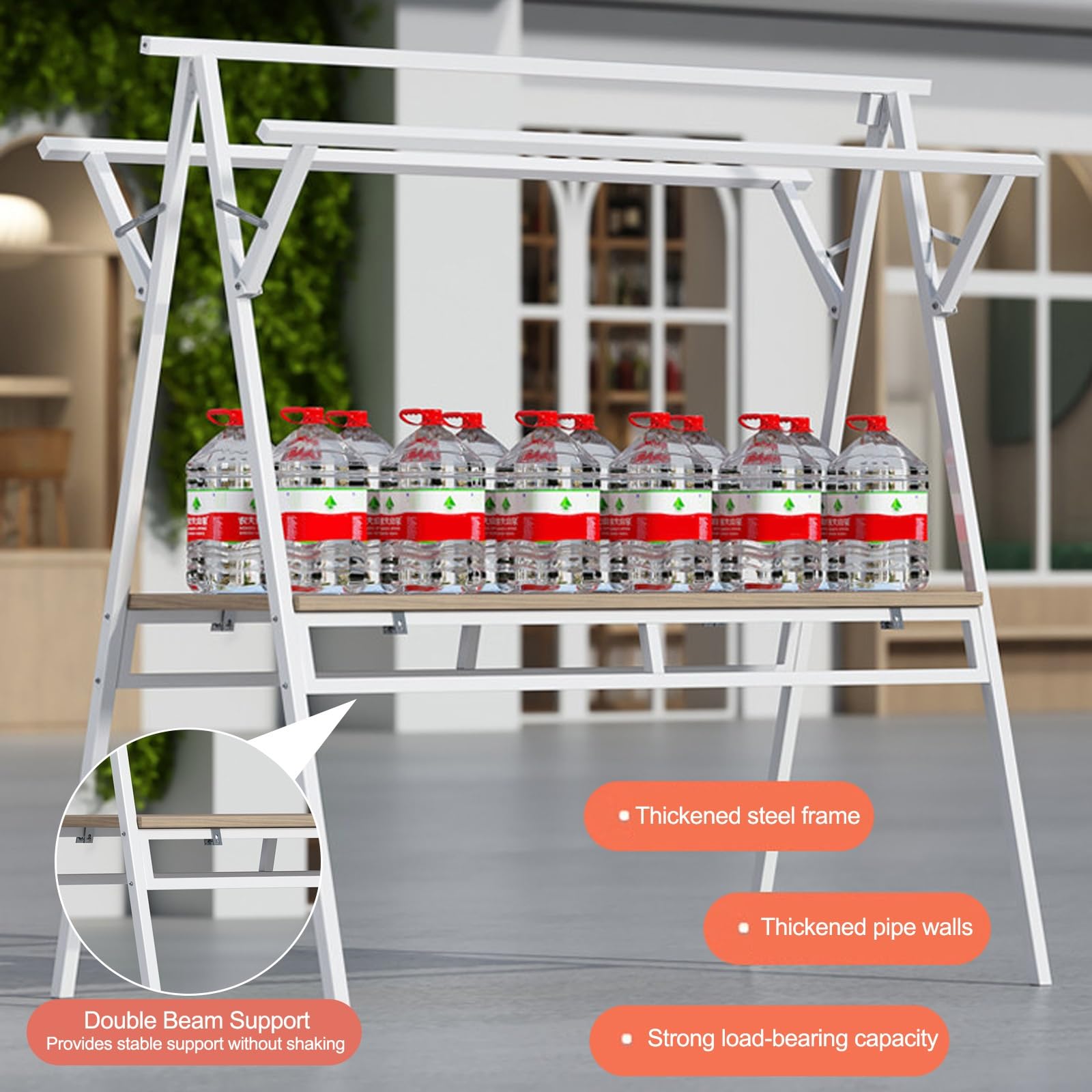 Chariot de nourriture portable mobile avec roues verrouillables et auvent, présentoir commercial pour vendeurs de marché et de rue