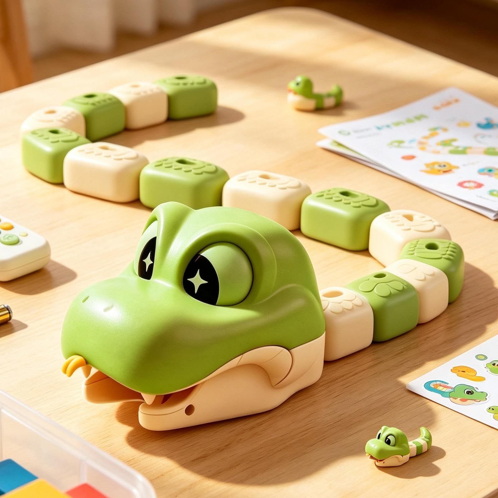 Generico Set Di Elettrico Per Bambini Genitore-Figlio Serpente Magnetico | Con Giocattoli Striscianti Telecomandati Con Suono E Luce Per Piccoli Compleanno Casa E Sala Giochi