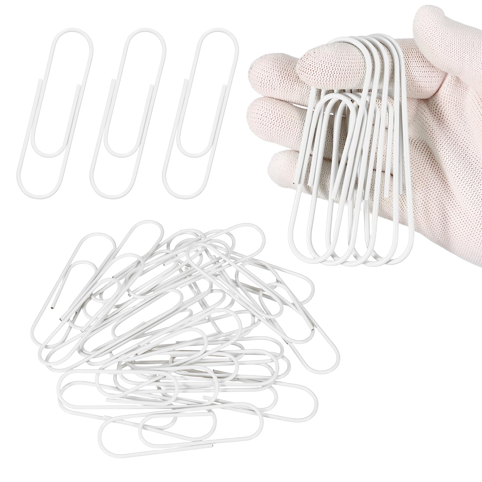 PATIKIL 10cm / 4 Inch Extra Large Paper Clip, 24 Pack Coated Giant Metal Paper Clip Rustproof for Documents DIY Crafts Home Office, White