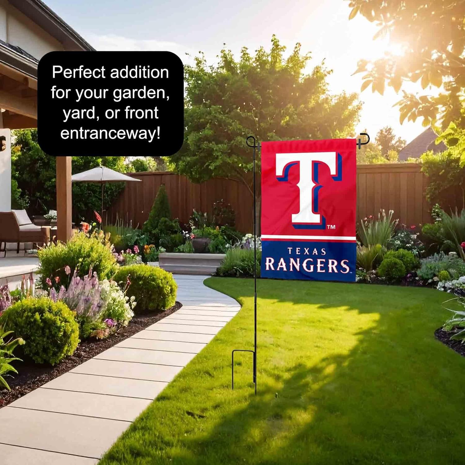 Texas Rangers Garden Flag with Stand Holder - Image 4