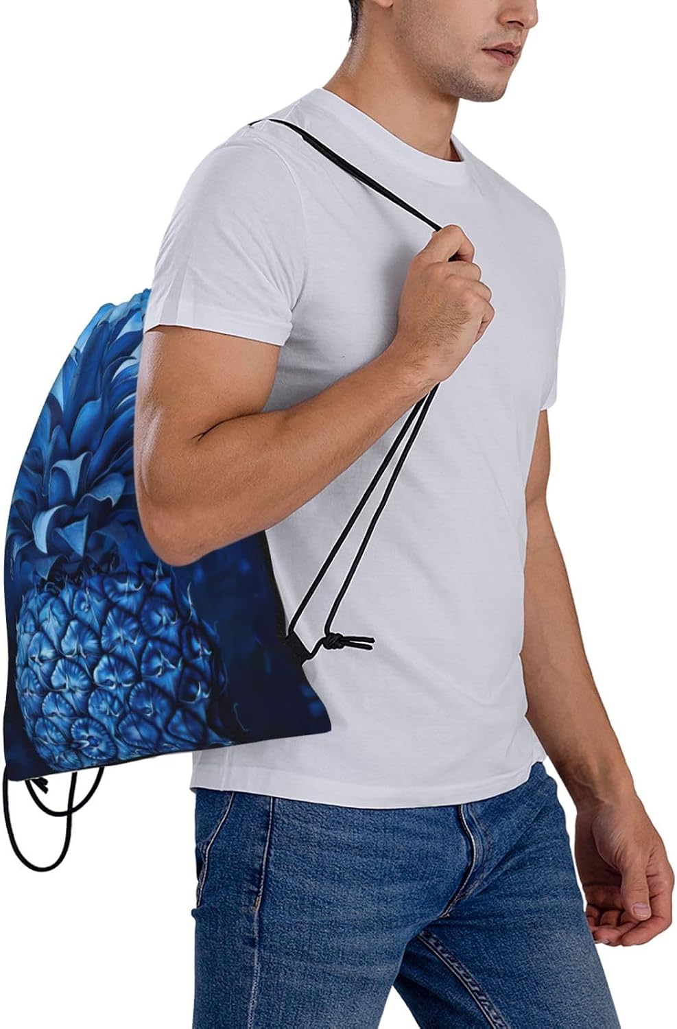 Blue Pineapple Print Drawstring Backpack Bags Bulk Sports Cinch Sack Gym String Bags String Backpack For Men Women