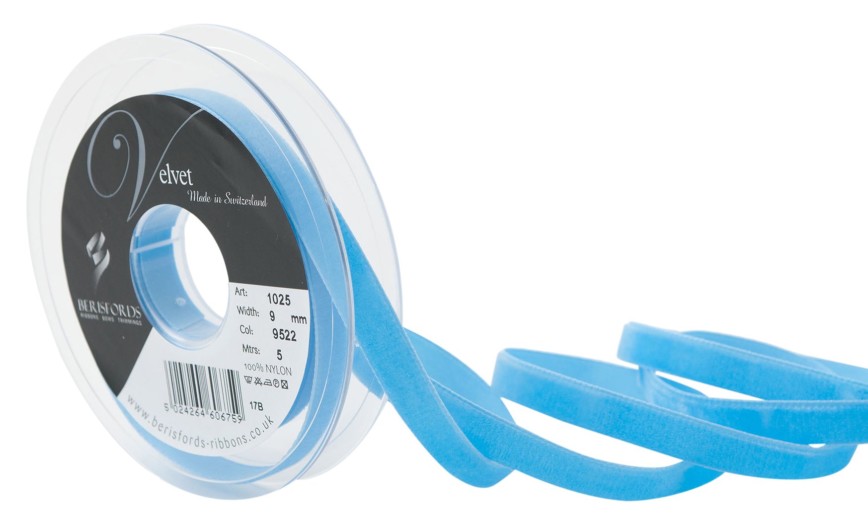 Berisfords 9522 Faience Velvet Ribbon Mini Roll
