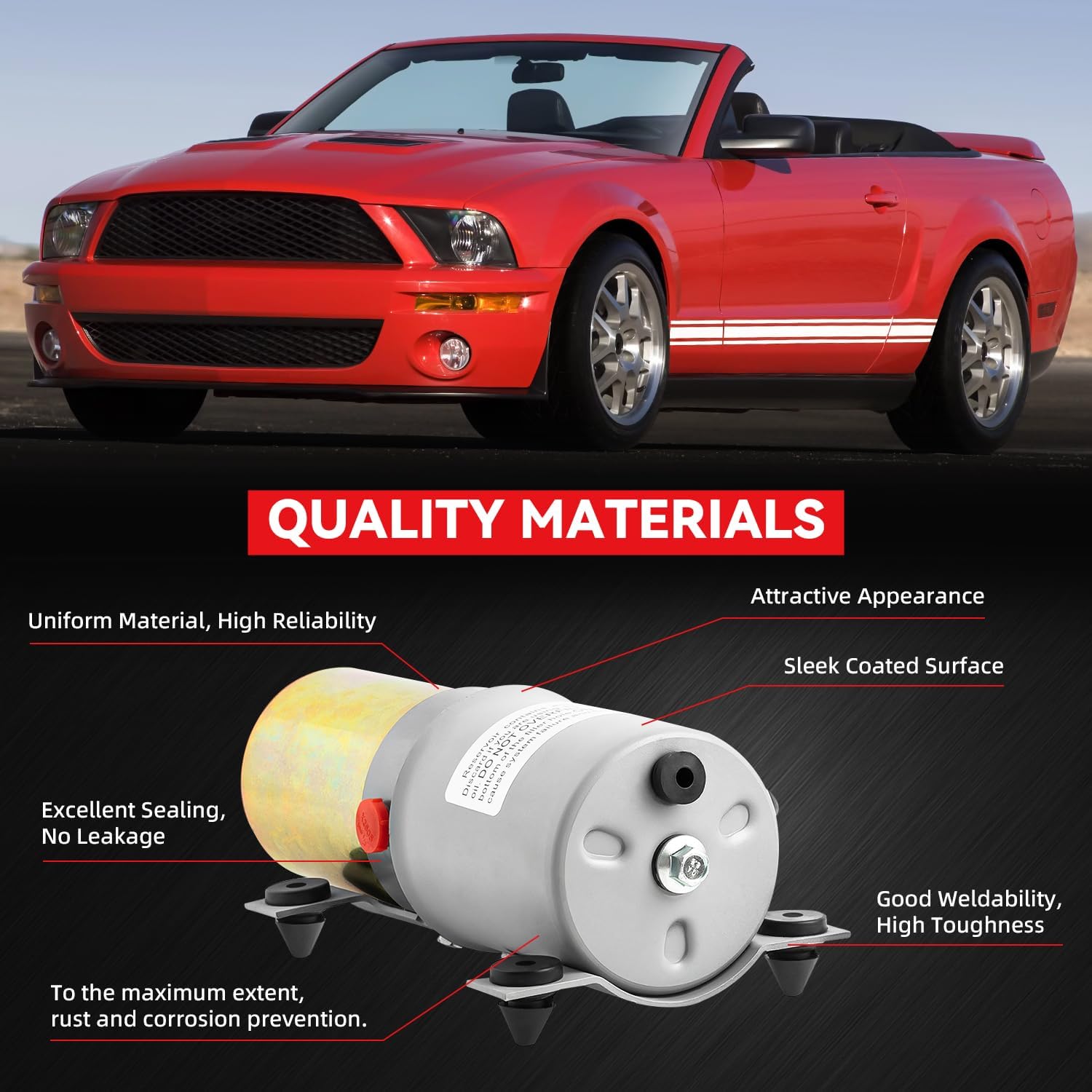 New 1pc Convertible Top Hydraulic Roof Power Pump & Motor Assembly Replacement Kit Compatible With 1994-2004 Mustang & Multiple Models