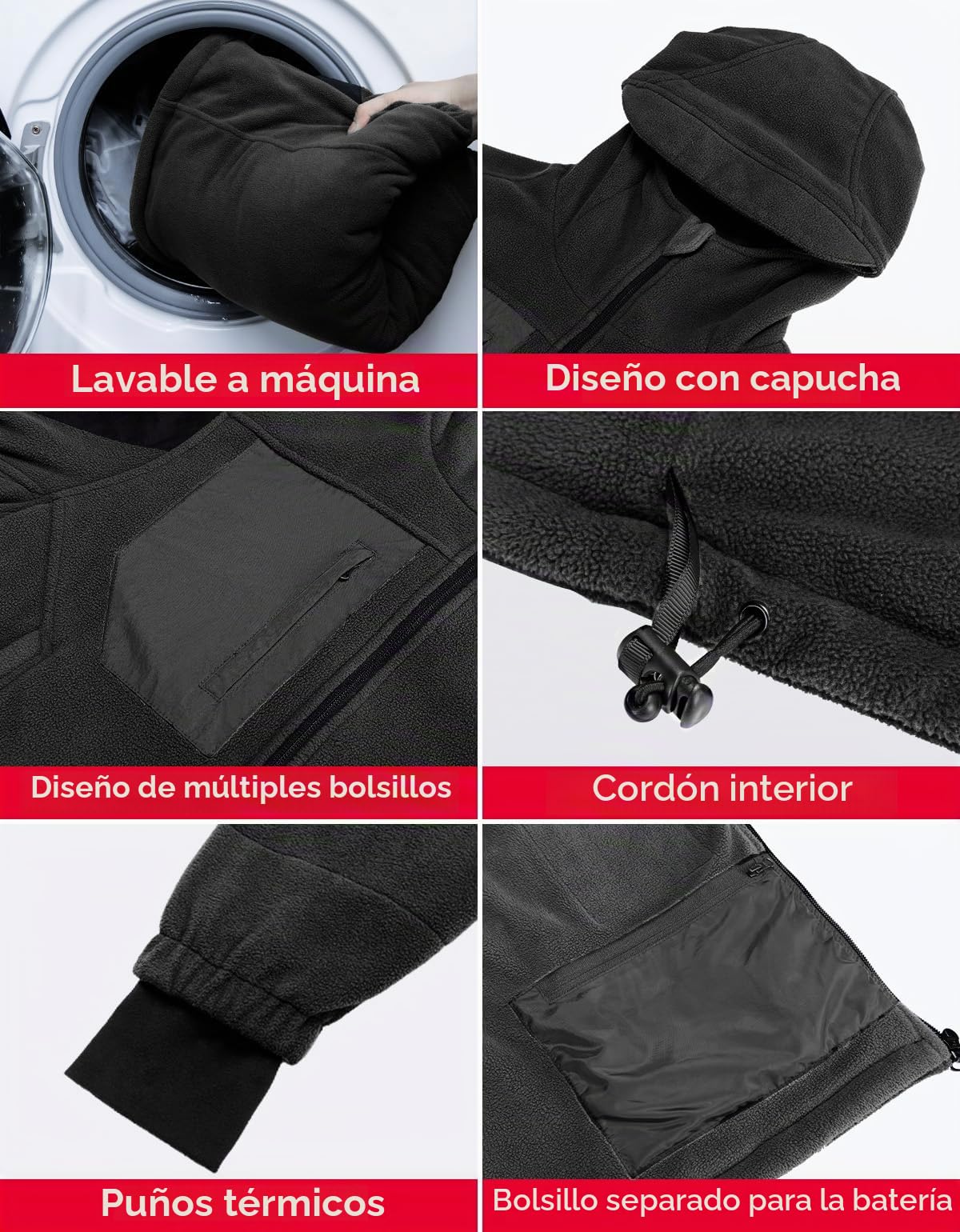 KEMIMOTO Chaqueta Moto Calefactable Hombre, con Mando a Distancia, Chaqueta Térmica Táctica Batería de 20000 mAh, 8 Zonas de Calentamiento