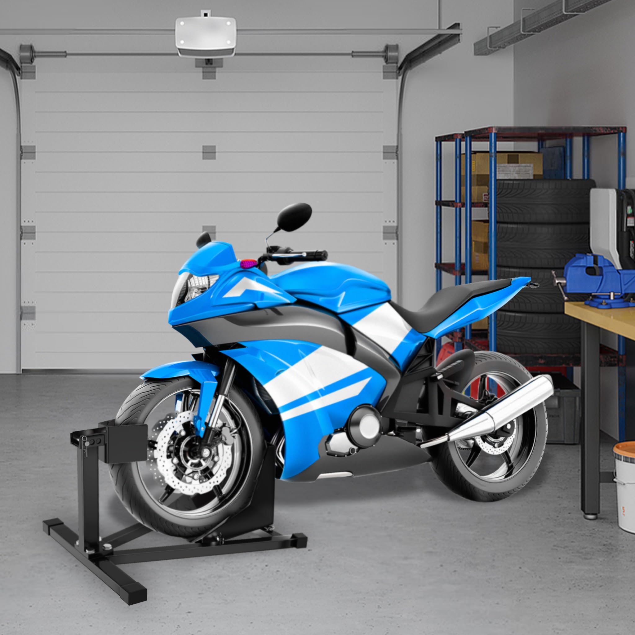 FIVMEN Support universel pour roue avant de moto - Support de montage pour moto - Antidérapant et réglable - Pour pneus avant de 17 à 21"