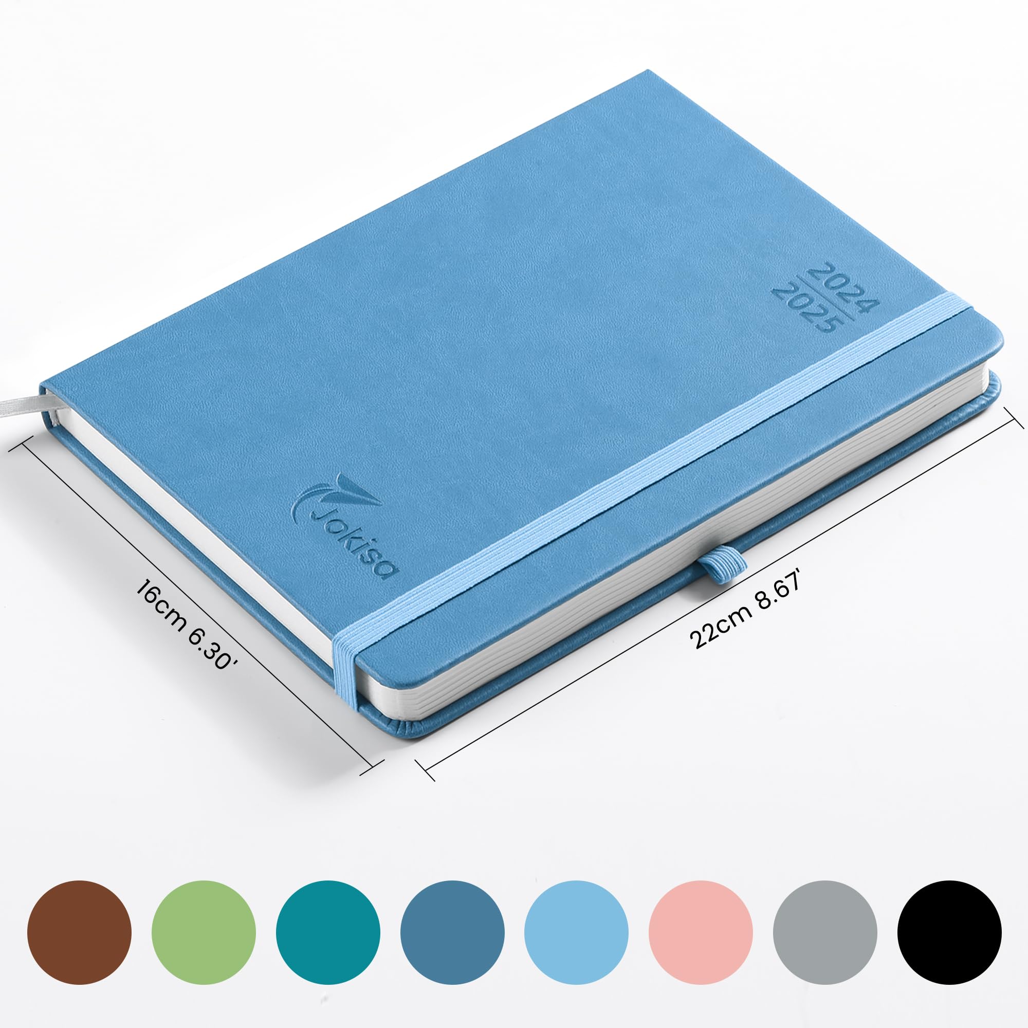 Jokisa Agenda 2025, Agenda Giornaliera Con Passante per Penna, Chiusura Elastica e Adesivi, Agenda Settimanale Intervalli di 30 Minuti, Ago.2024-Dic.2025 (22 x16 cm)