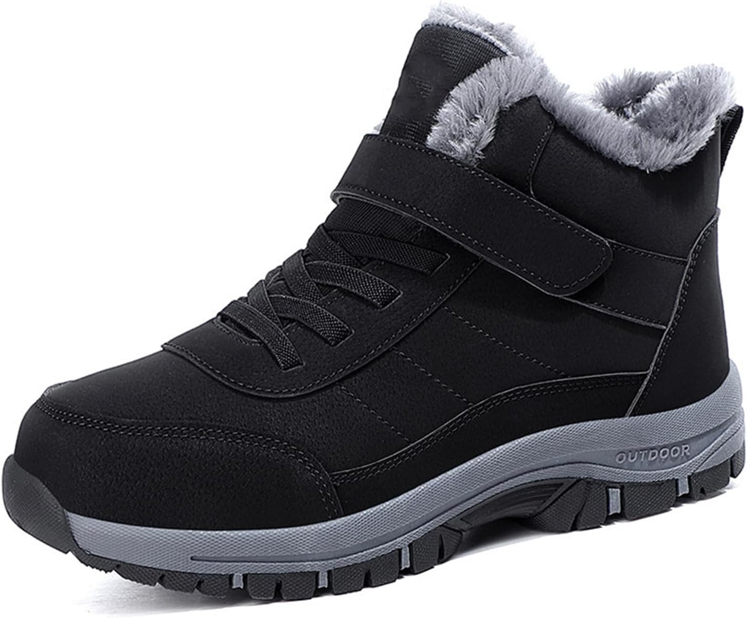 Women's Waterproof Warm Hook and Loop Platform Snow Boots Comfort Fur Lined Orthopedic Lightweight Non Slip Booties for Winter Ski Outdoor Hiking