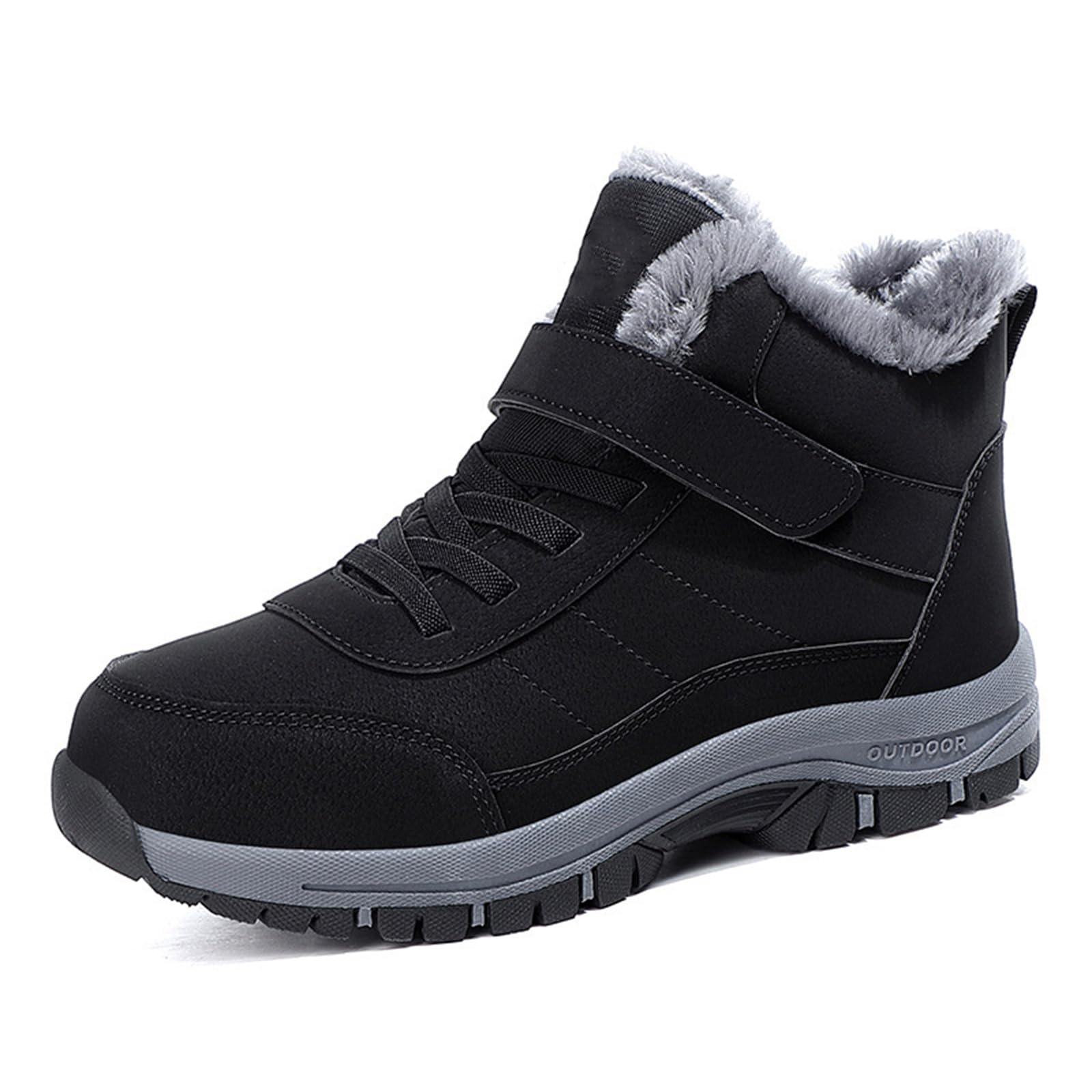Womens Waterproof Warm Hook and Loop Platform Snow Boots Comfort Fur Lined Orthopedic Lightweight Non Slip Booties for