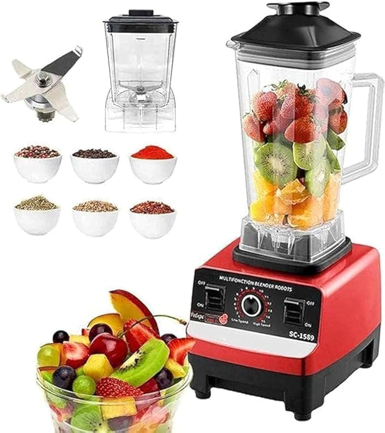 COOLBABY Multi Blender: 4500W, 2.5L jar, 15-speed timer for smoothies, ice crushing, and food processing.