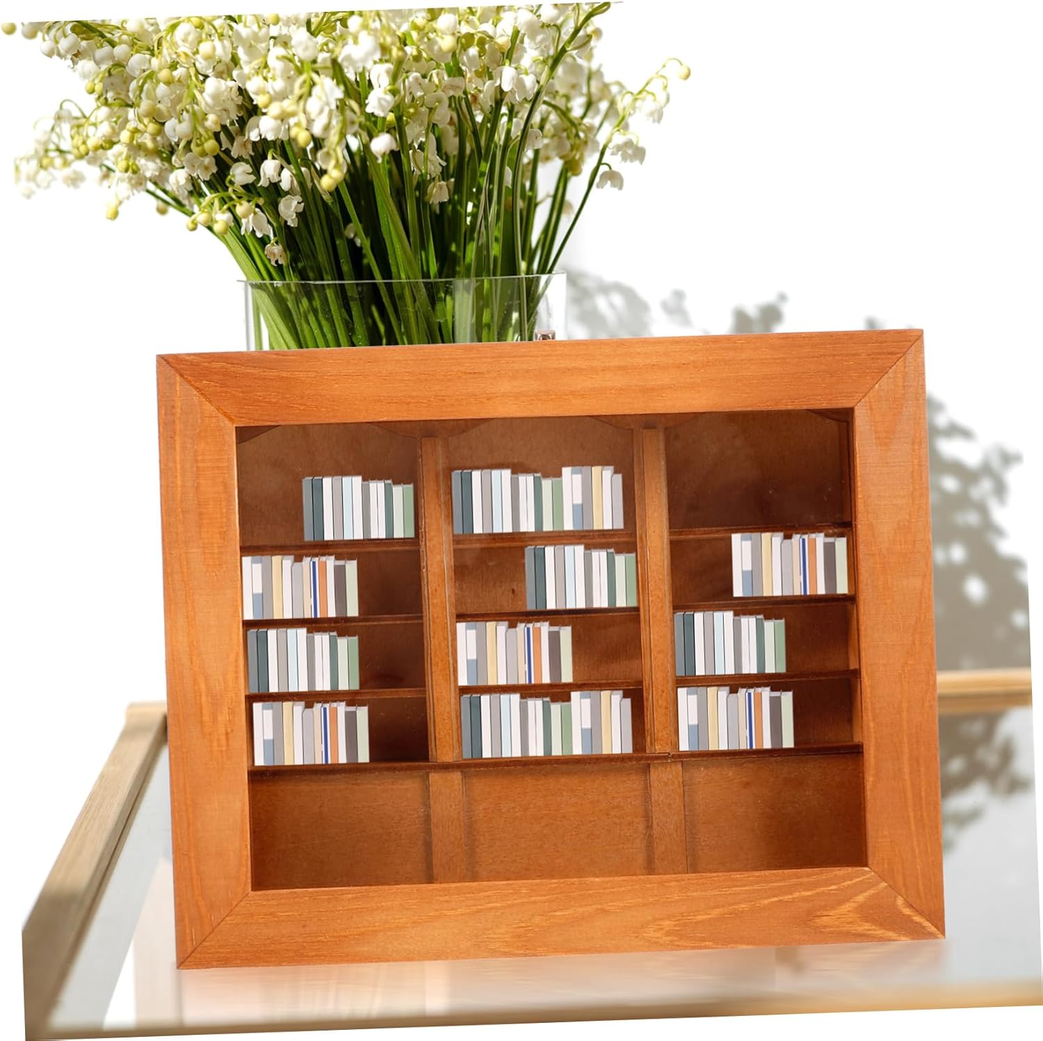 PRETYZOOM Miniature Bookshelf Model for Dollhouse DIY Decor Bookshelf Accessory Compact Wooden Miniature Furniture Realistic Craft Item for Present for Birthdays Holidays