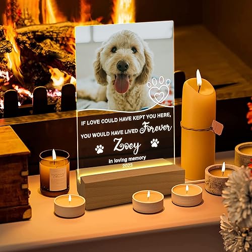 Miniatura 6 de Marco de fotos acrílico con luz nocturna, 6 x 8 pulgadas, gato, acabado brillante, regalo conmemorativo personalizado para perros dueños de mascotas
