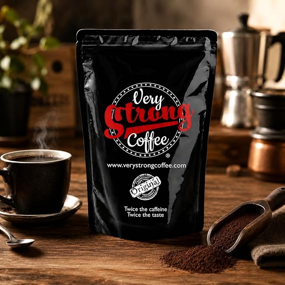 Very Strong Coffee Ground Coffee - 500g 100% Robusta High Roast Twice The Caffeine Twice The Taste (Ground Coffee, 500g)
