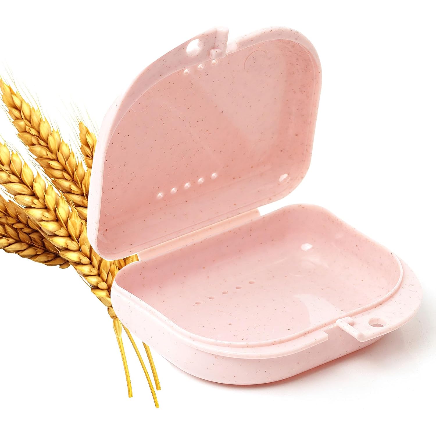 LA MIERE Wheat Straw Box Cute Retainer Holder Dental Thin Container Braces Case, Night Mouth Guard Aligner Case, Cotton candy